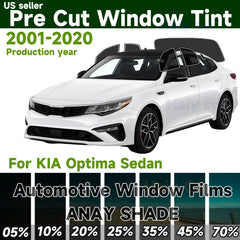 Precut Window Tint Kit for Kia Optima Sedan (2001–2020) | UV Block & Privacy Film