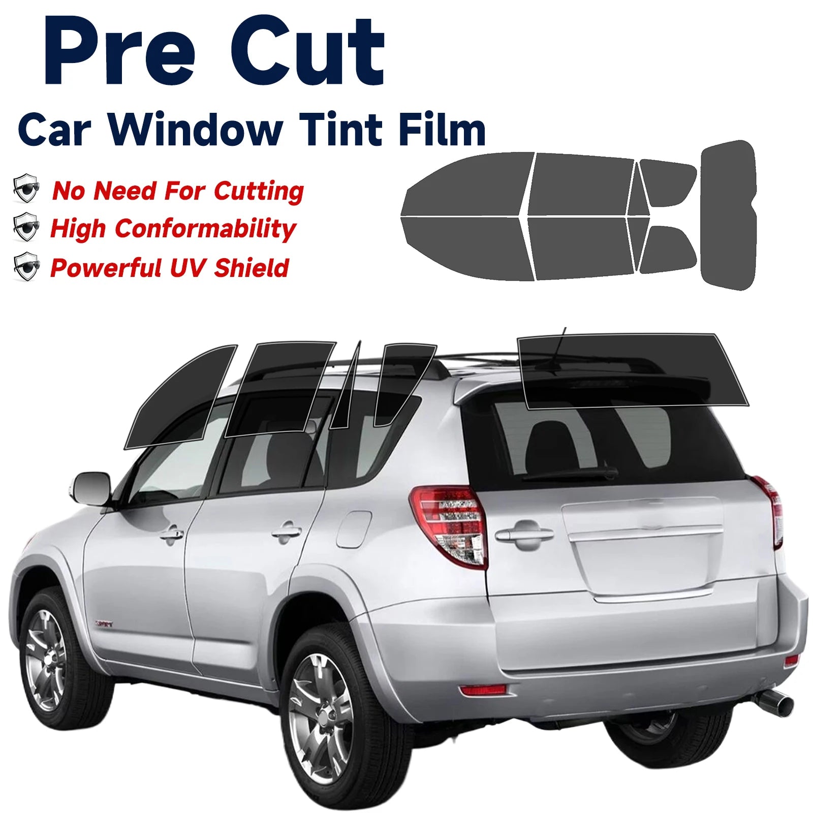 Precut Window Tint Kit for Toyota RAV4 (2006–2012) | UV Block, Anti-Shatter & Privacy Film