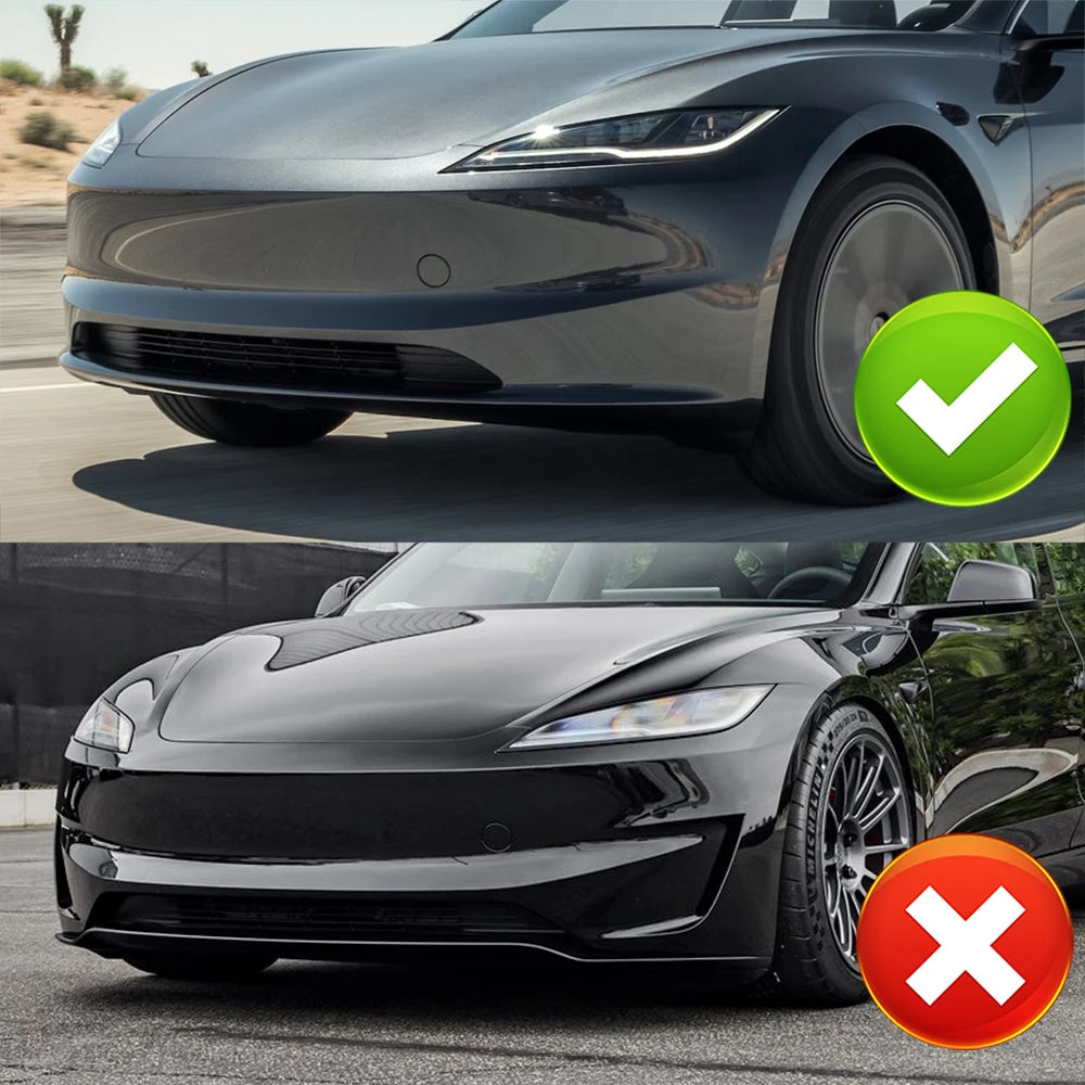 Front Bumper Spoiler Lip Body Kit for Tesla Model 3 (2024–2025) | WPOWER — Excludes Performance