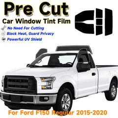 Precut Window Tint Kit for Ford F-150 Regular Cab (2015–2020) | UV Block & Privacy Film