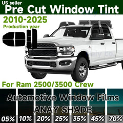 Precut Window Tint Kit for RAM 2500 / 3500 Crew Cab (2010–2025) | UV Block & Privacy Film