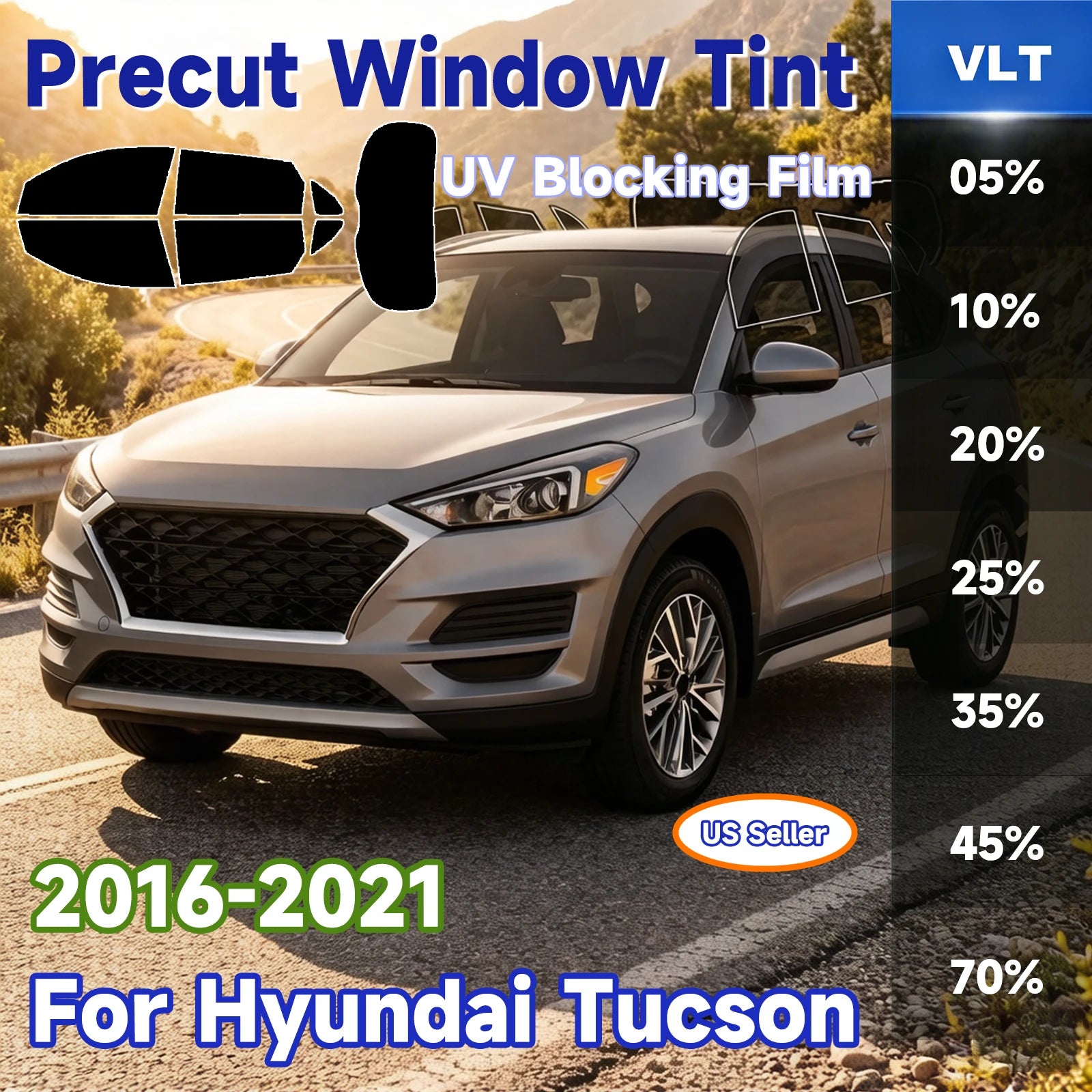 Precut Window Tint for Hyundai Tucson (2016–2021) | UV IR Heat Block