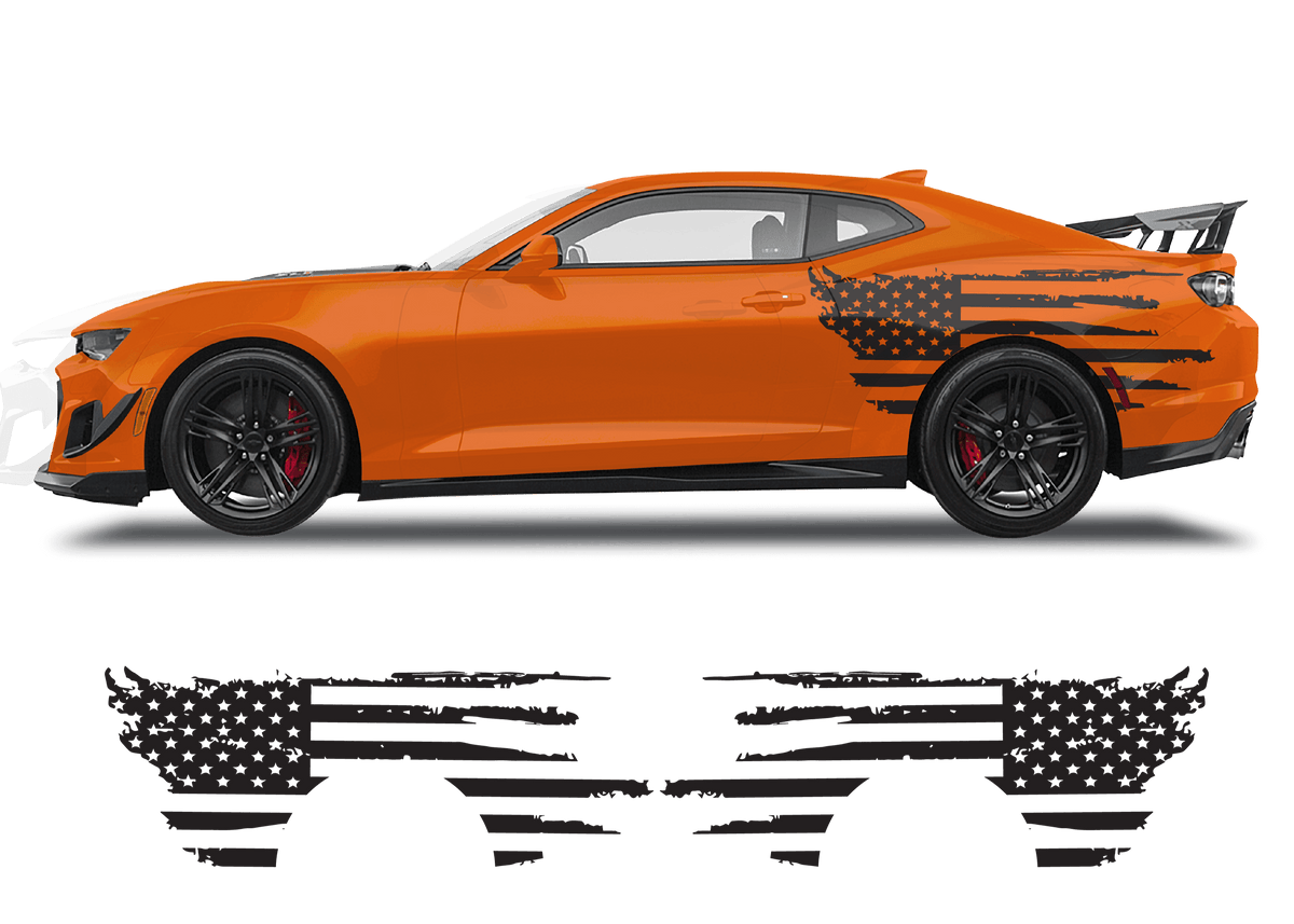 Chevrolet Camaro Side American Flag
