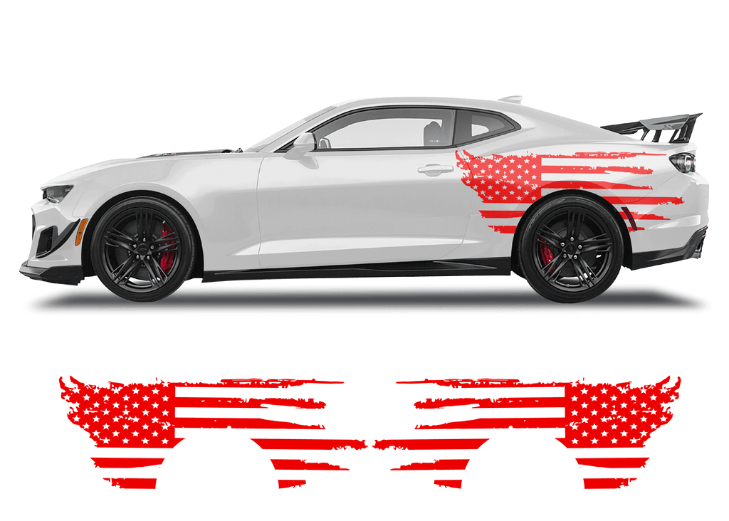Chevrolet Camaro Side American Flag