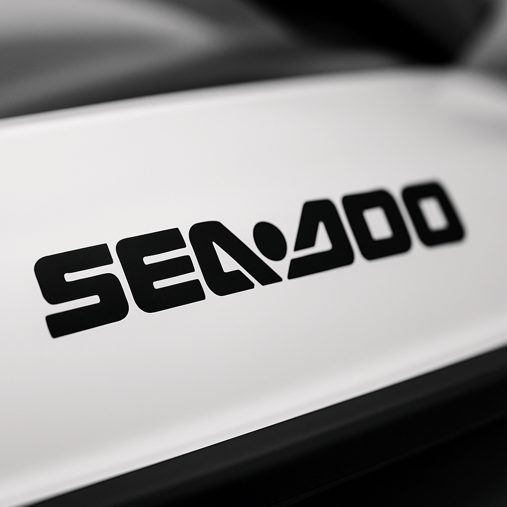 Black 'Sea-Doo' logo on a white background