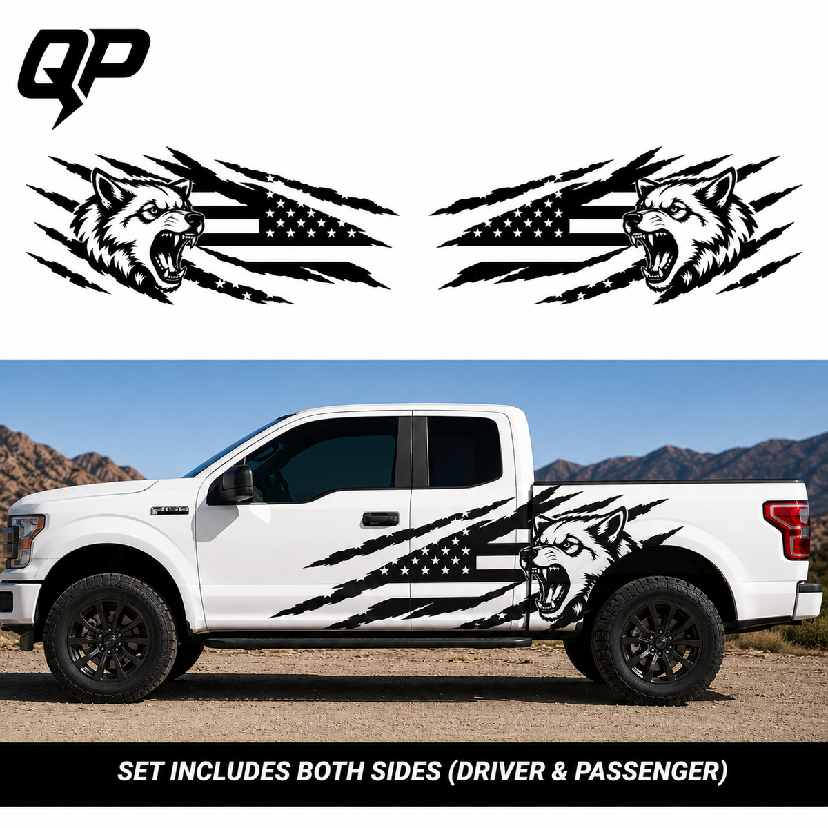 Wolf USA Vinyl Decal Set – Ford F-150 | Full Length Side Graphic