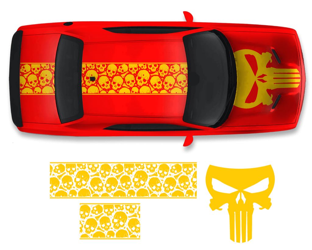 Dodge Challenger Top Skull Hood & Roof Graphics Kit (2011–2022)