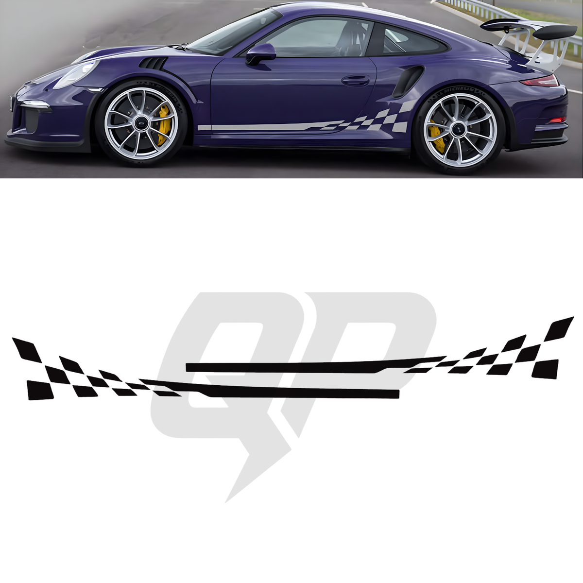 Porsche 991 Checkered Flag Side Decals Set