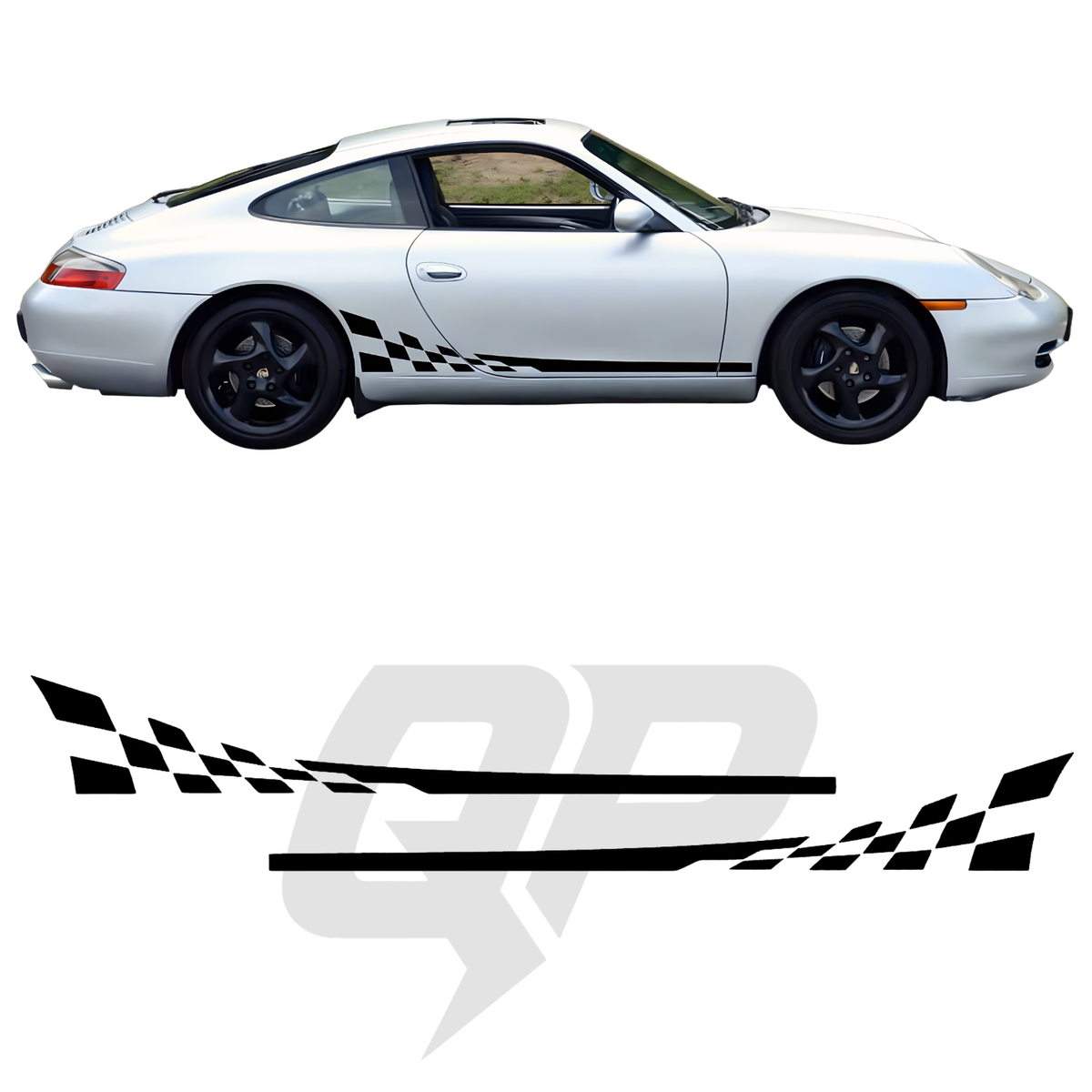 Porsche 996 Checkered Flag Side Decals Set