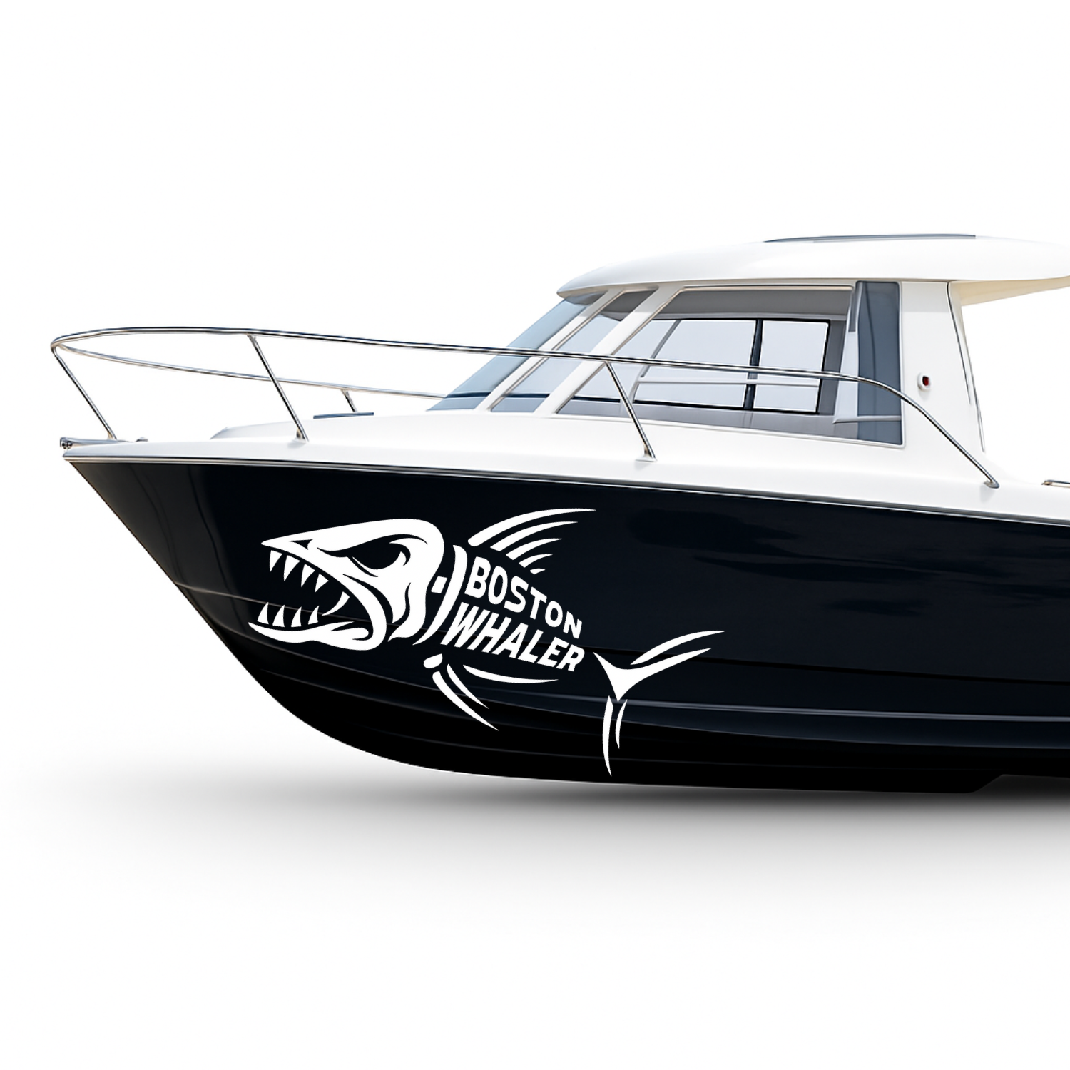 Boston Whaler Skeleton Fish Boat Decal – 60" Vinyl Hull Graphic