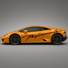 Cargar imagen en el visor de la galería, Calcomanía de franja lateral de 80" para Lamborghini Huracán Performante con gráfico de escritura audaz