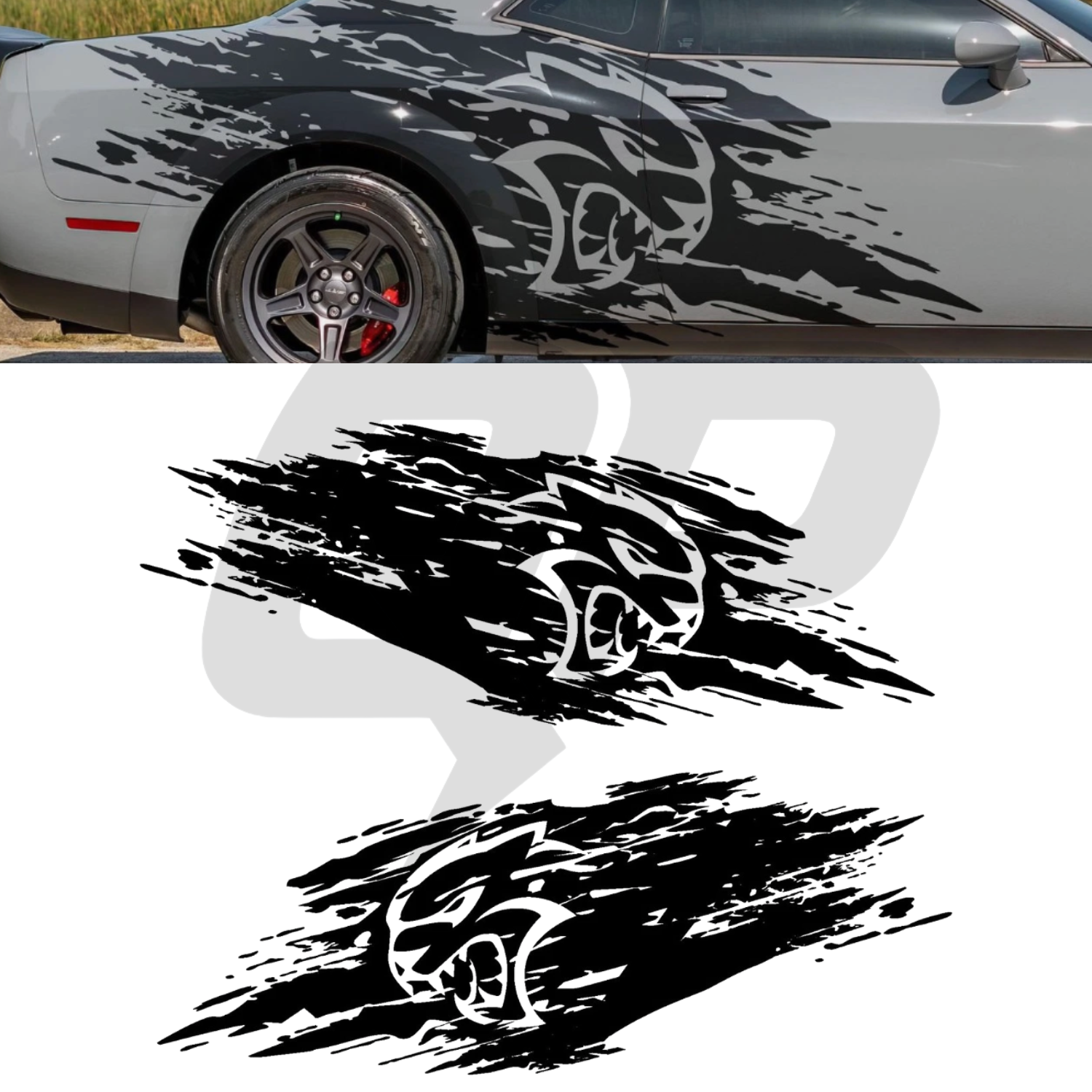 Kit de calcomanías de rayas de carreras estilo Hellcat para Dodge Challenger Scratch 2015-2020