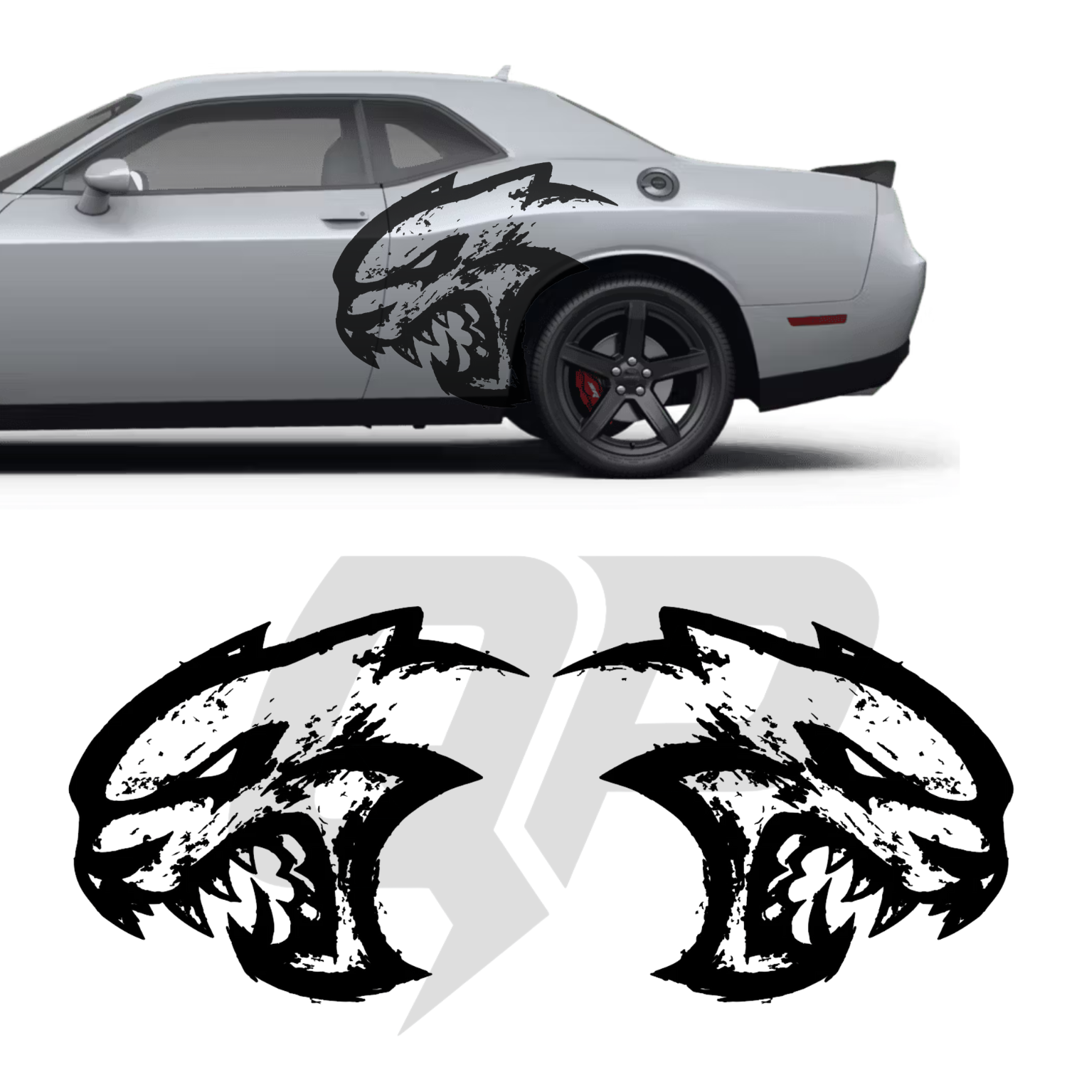 Kit de calcomanías de rayas de carreras estilo grunge Hellcat para Dodge Challenger 2015-2020 (juego de 2)