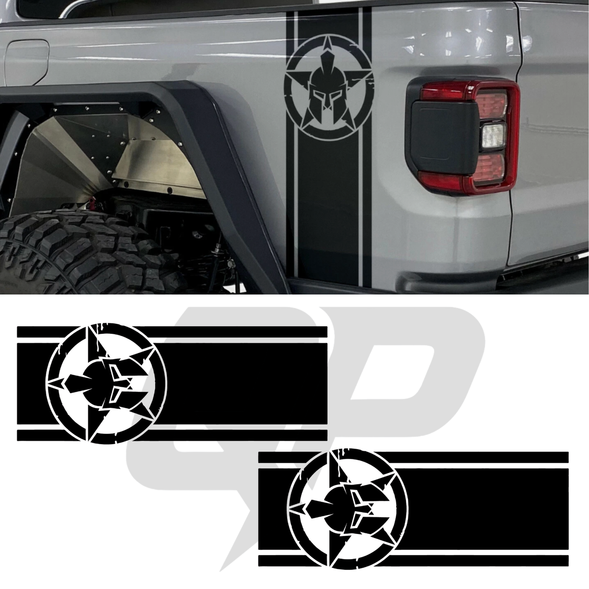 Jeep Gladiator Sparta Stripe Bedside Decals - JT 2018+ Vinyl Graphics (Pair)