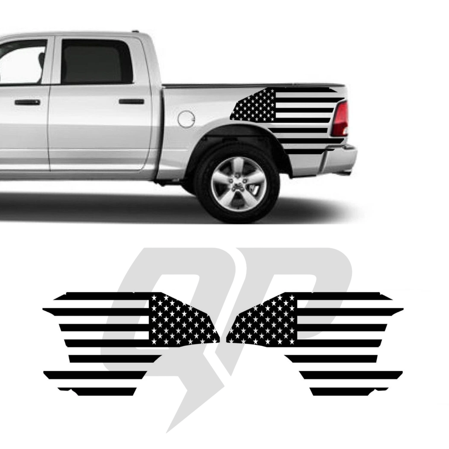 Dodge Ram USA Flag Rear Fender Side Graphics Kit Set