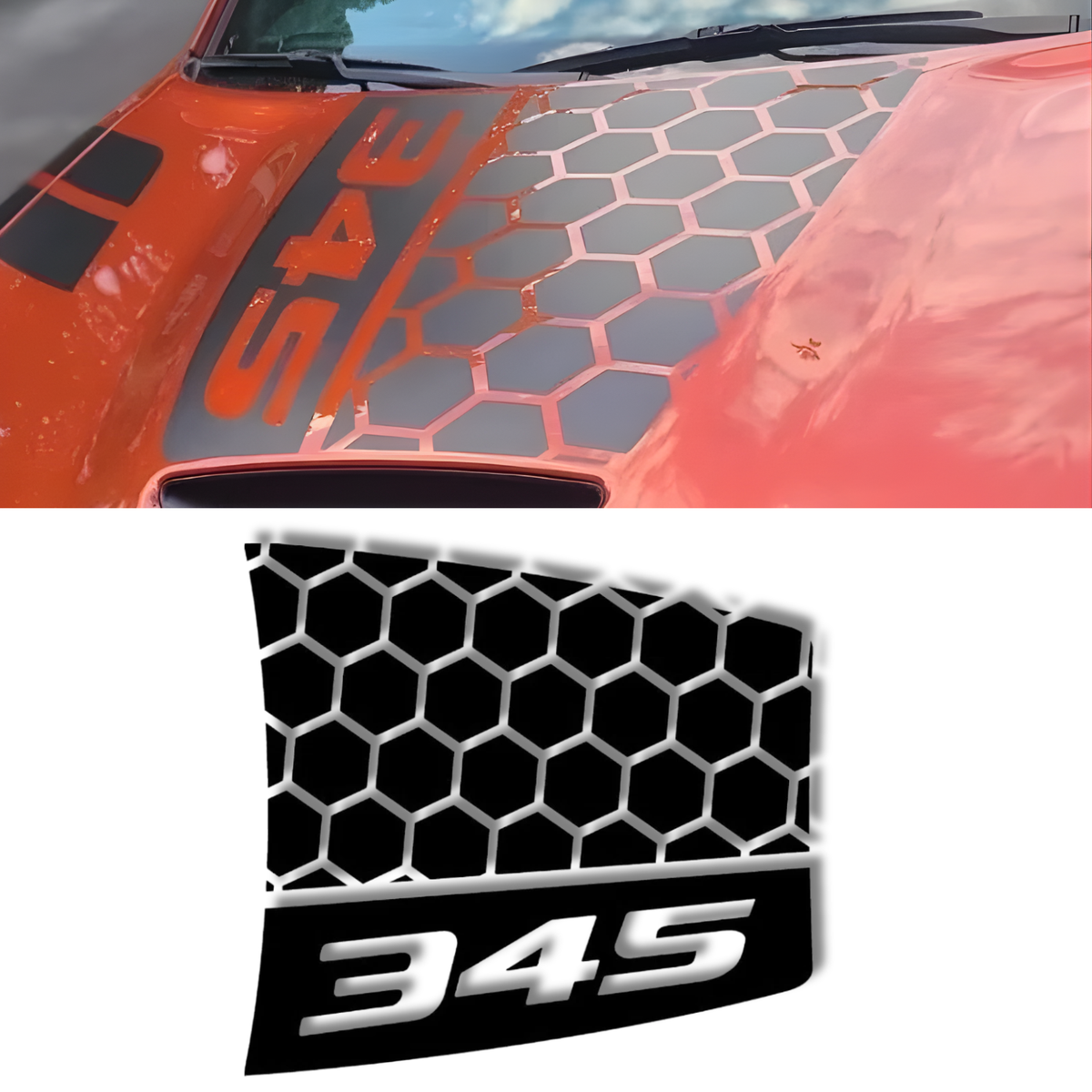 Honeycomb Hood Decal Compatible with Dodge Charger 345