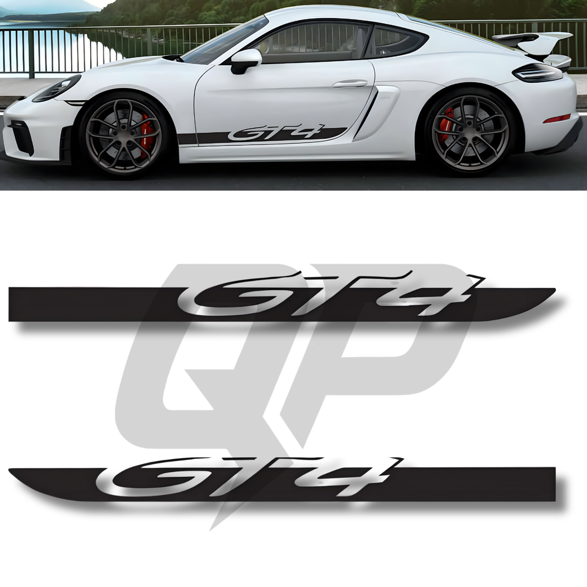 Porsche Cayman 718 GT4 Side Scripts Decal Graphic Kit