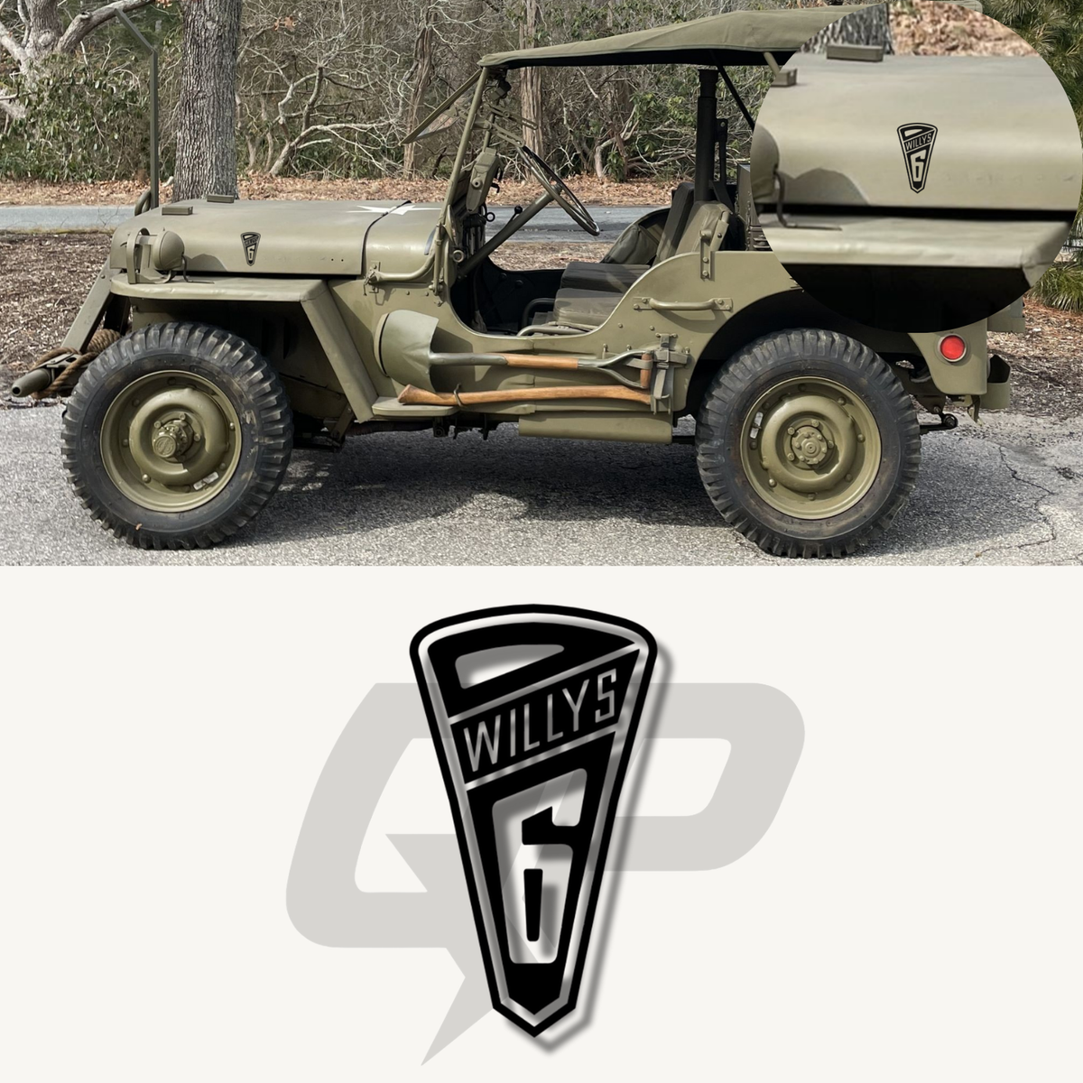 WILLYS 6 Logo Jeep Decal – 5x3 Premium Vinyl Emblem Sticker