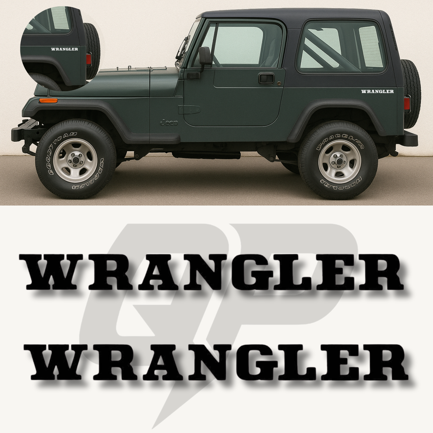1988–1990 Jeep Wrangler YJ Side Body Decal Set – OEM-Style Replacement Graphics