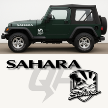 Load image into Gallery viewer, 1997–2004 Jeep Wrangler TJ Sahara Hood &amp; Fender Decal Set – 4-Piece OEM-Style Graphics