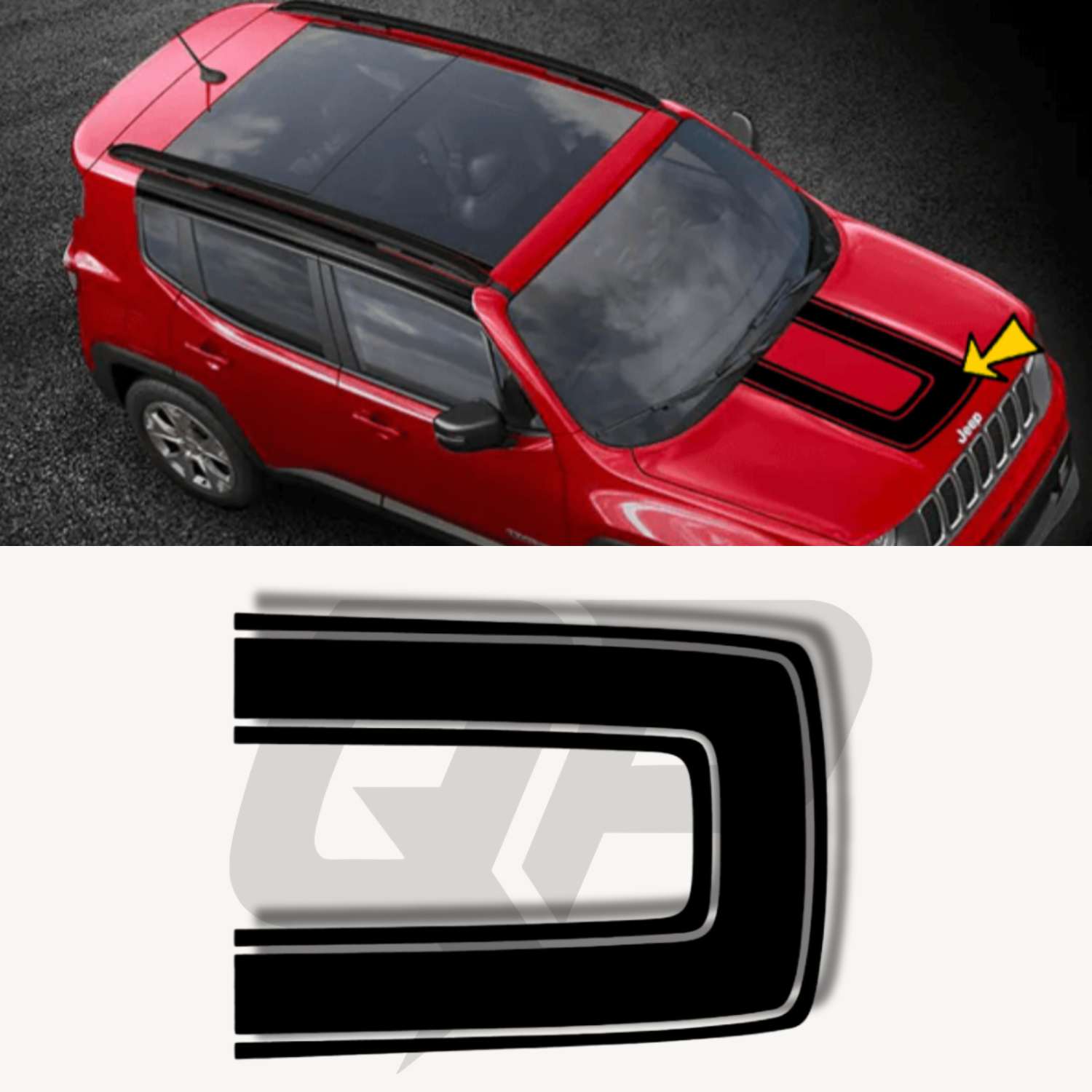 2015–2022 Jeep Renegade Hood U-Stripe Decal