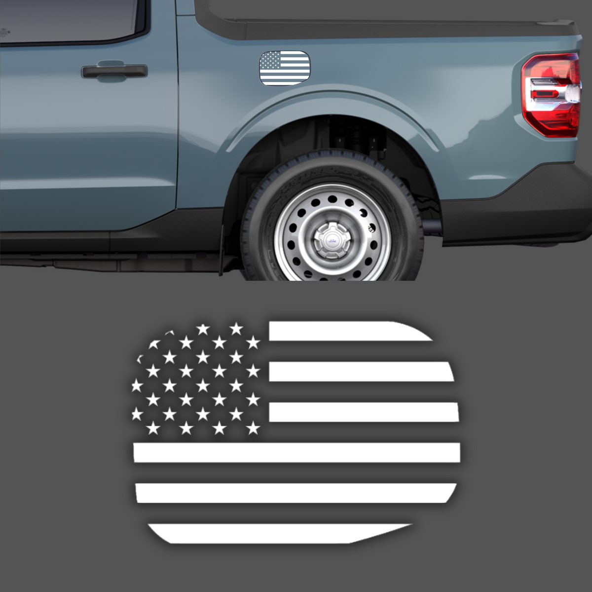 Calcomanía patriótica con bandera estadounidense para puerta de gasolina. Compatible con: Ford Maverick 2023. 