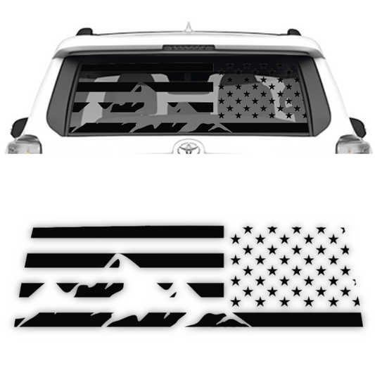 Patriotic American Flag Offroad Mountain Decal Sticker Fits: 2010-2022 Toyota 4 Runner Rear Window