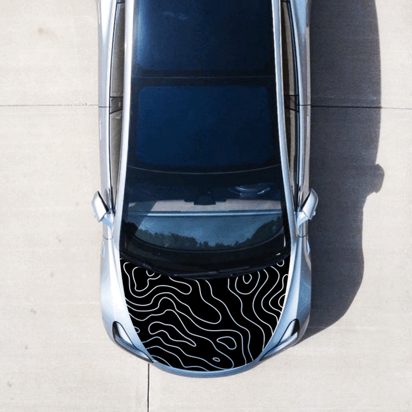 Topography Hood Vinyl Decal Sticker Fits: Tesla Model Y