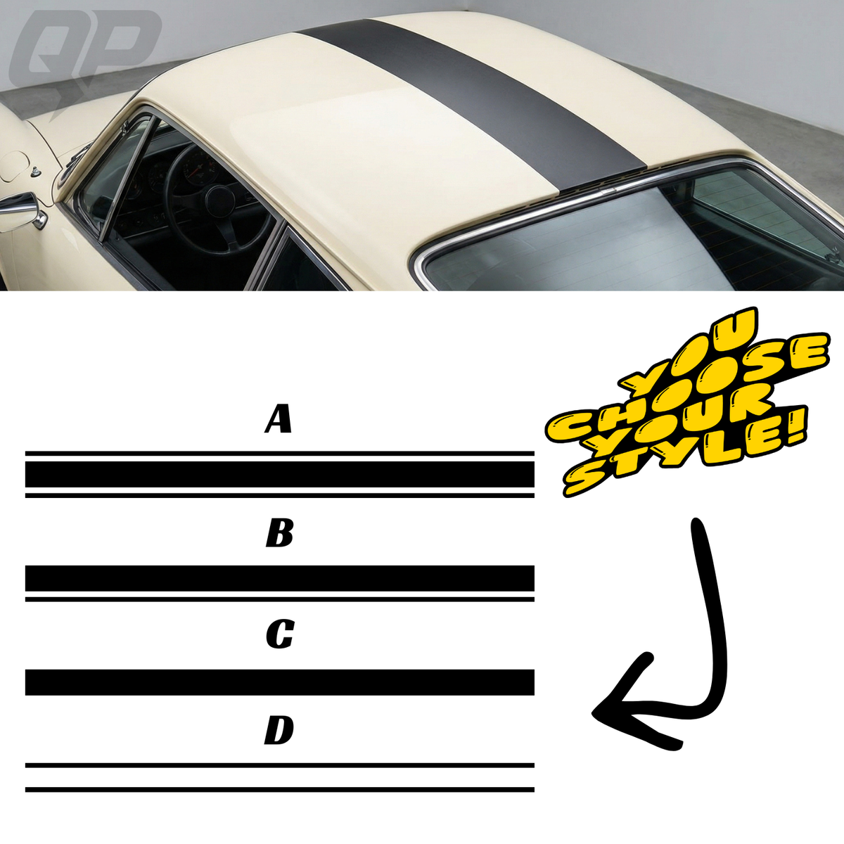 Universal 3" Roof Stripe Kit | Premium Vinyl Racing Stripes