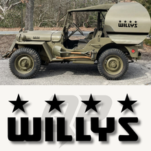Cargar imagen en el visor de la galería, Calcomanía con el nombre y las estrellas del Jeep Willys