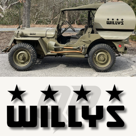 Calcomanía con el nombre y las estrellas del Jeep Willys