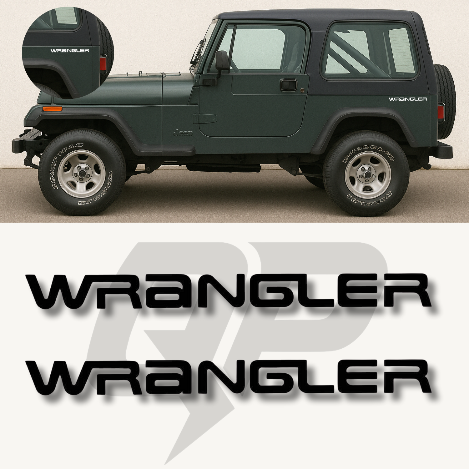 1987-Up Jeep Wrangler YJ Side Body Name Decal Set