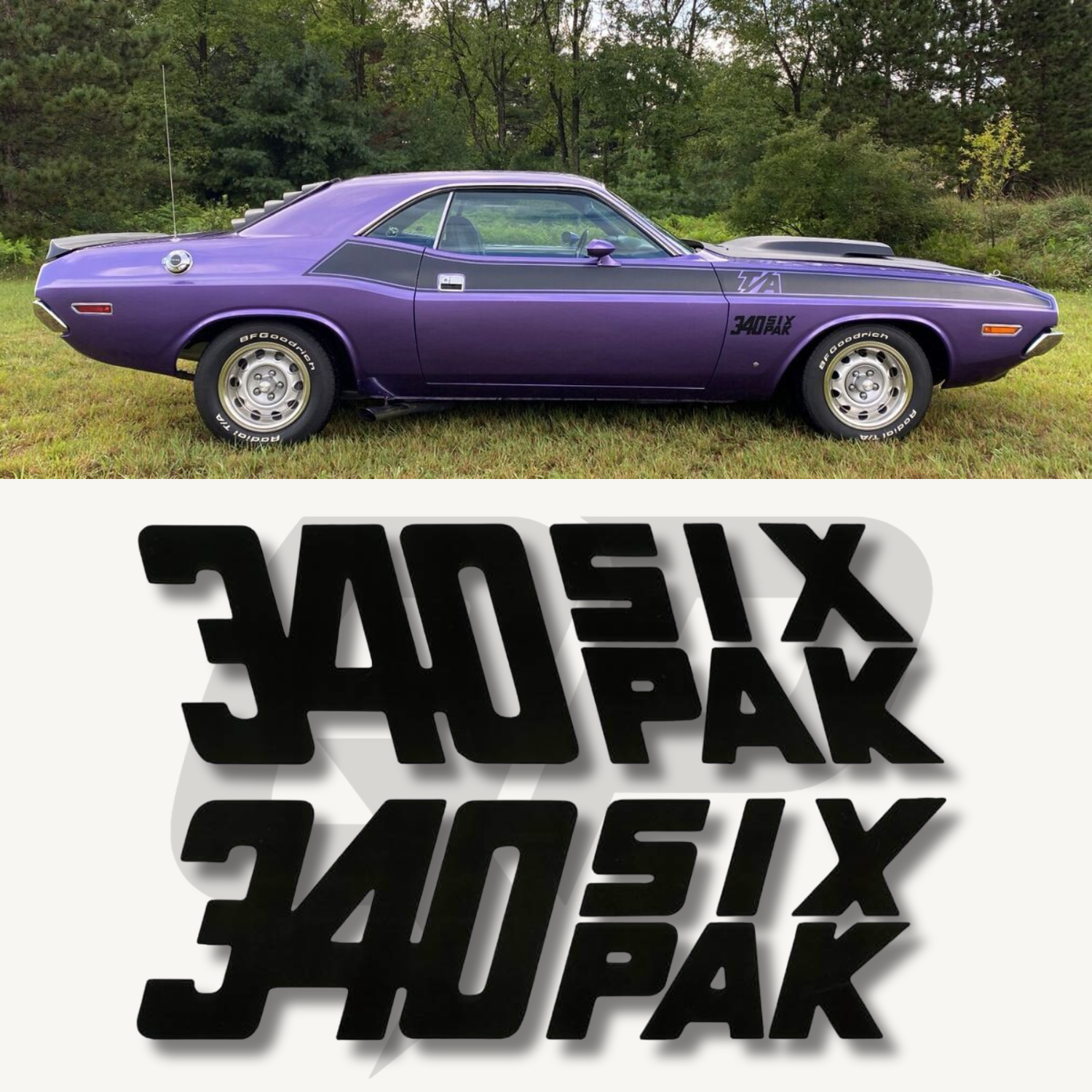 1970 Dodge Challenger 340 SIX-PAK Fender Decal Set – OEM Style Restoration Graphics (Pair)