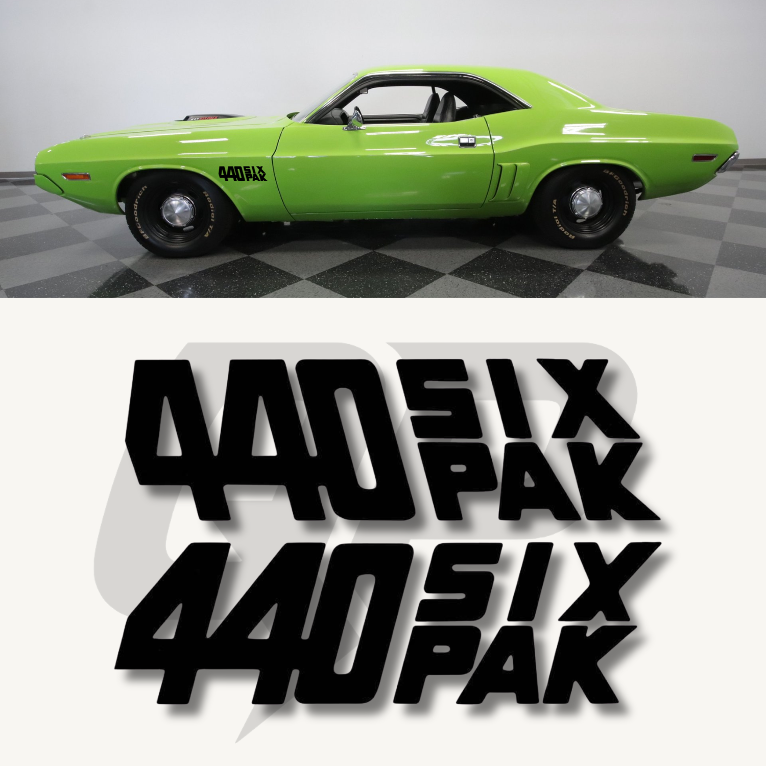 1970 Dodge Challenger 440 SIX-PAK Fender Decal Set – OEM Style Pair