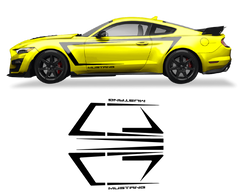Yellow Mustang car with black accents on a black background, featuring UGS Graphics logo.