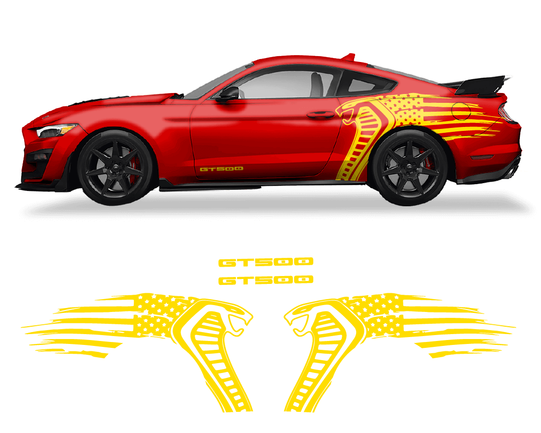 Ford Mustang Cobra USA Flag GT500 Graphics