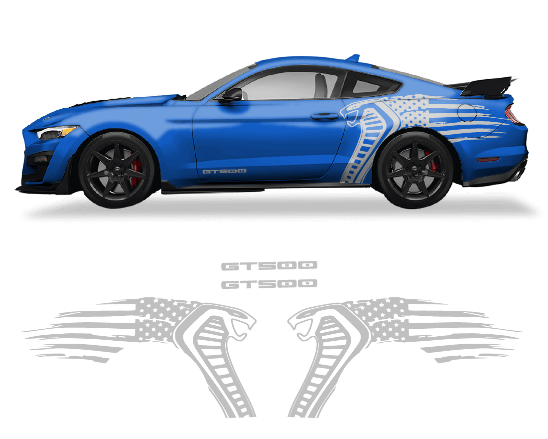 Ford Mustang Cobra USA Flag GT500 Graphics