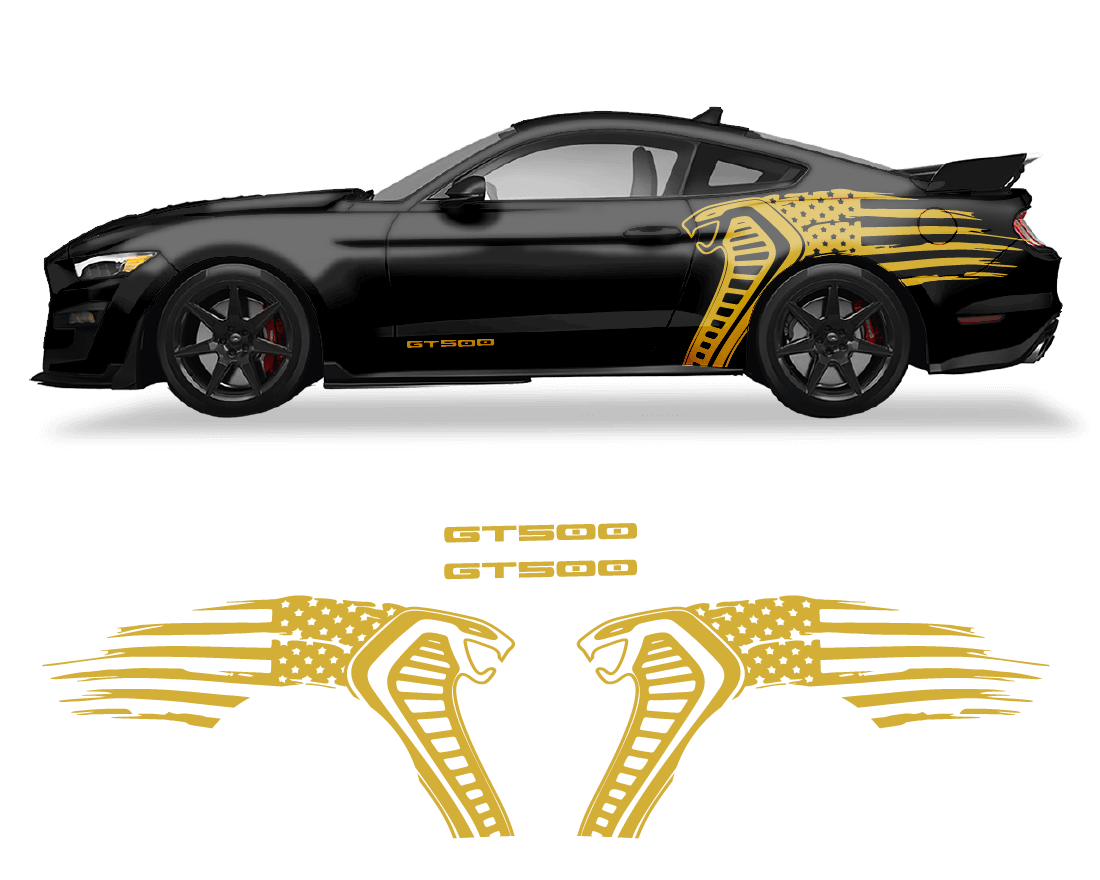 Ford Mustang Cobra USA Flag GT500 Graphics
