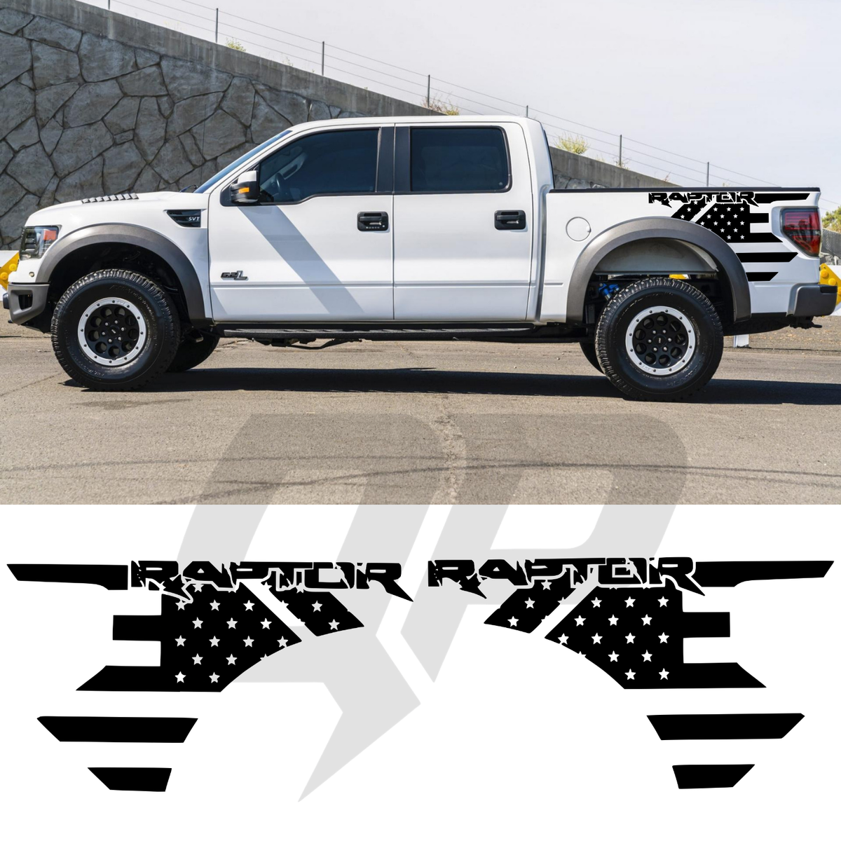 2010–2014 Ford F-150 Raptor Side Rear Fender Decals – American Flag Graphic Kit