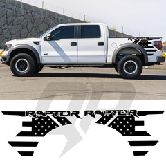 2010–2014 Ford F-150 Raptor Side Rear Fender Decals – American Flag Graphic Kit