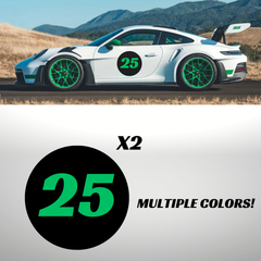 Custom Race Door Number Circle Decals - 20" Set of 2 - Multiple Colors Available