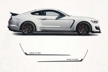 Load image into Gallery viewer, White Ford Mustang with black side graphics on a white background