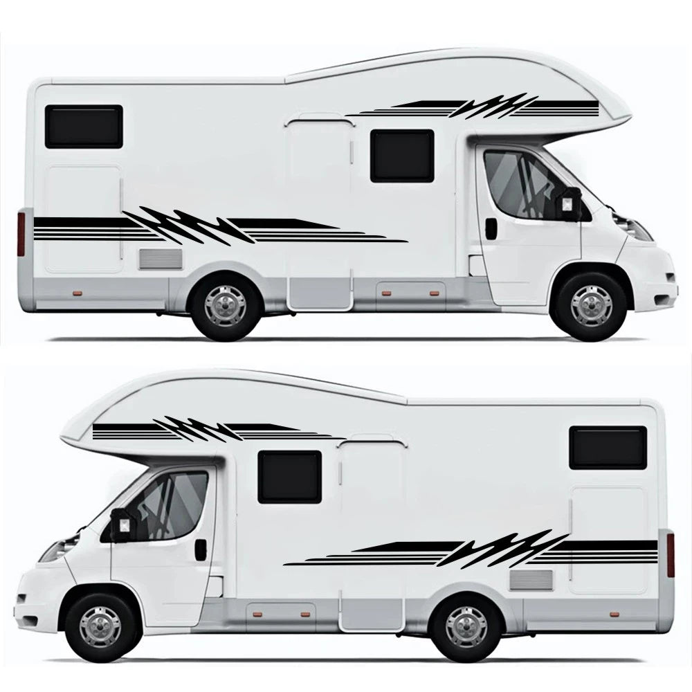 1 Set Striped Caravan RV Side Door Body Graphics - Vinyl Decal for Camping Trailers, Boats, and DIY Vehicle Decoration