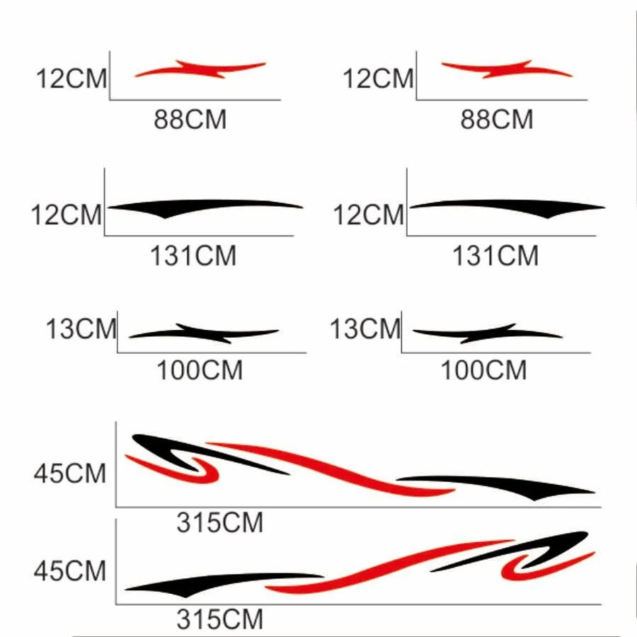 Two Side RV Stripes Vinyl Graphics - Decals for Travel Trailers, Caravans, and Camper Vans