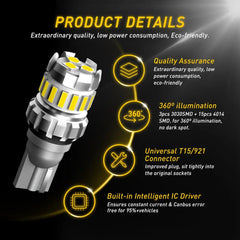 T15 W16W Canbus LED Reverse Light for Nissan Qashqai/BMW | 2pc