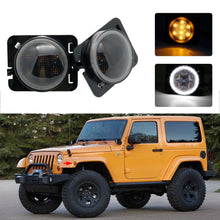 Load image into Gallery viewer, Front LED Turn Signal Light with White Halo Smoke Lens for Jeep Wrangler (2007–2011) | JLDVHL