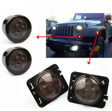 Load image into Gallery viewer, Front LED Turn Signal Light with White Halo Smoke Lens for Jeep Wrangler (2007–2011) | JLDVHL