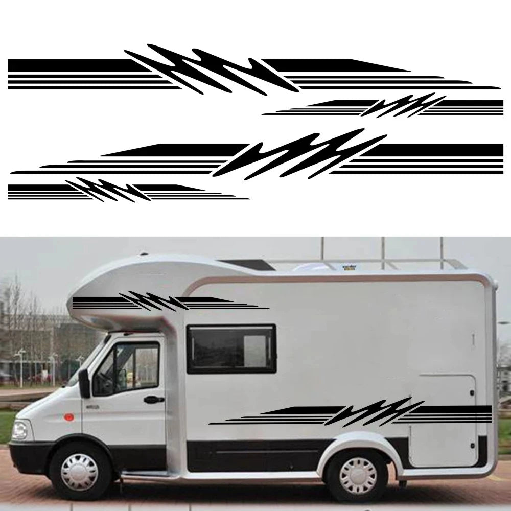 1 Set Striped Caravan RV Side Door Body Graphics - Vinyl Decal for Camping Trailers, Boats, and DIY Vehicle Decoration