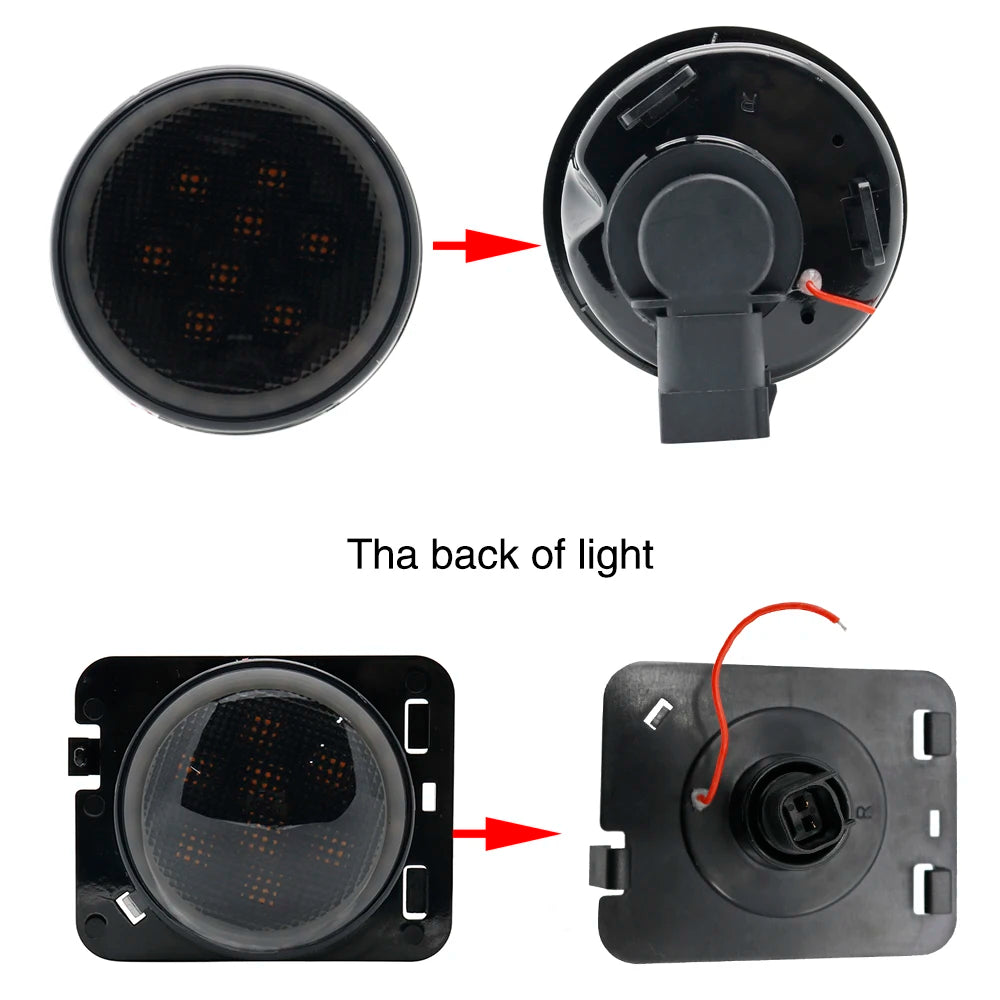 Front LED Turn Signal Light with White Halo Smoke Lens for Jeep Wrangler (2007–2011) | JLDVHL