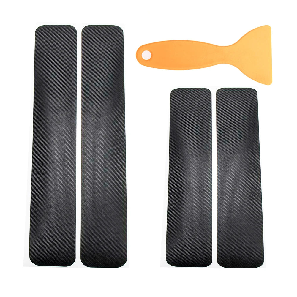 Carbon Fiber 5D Door Sill Scuff Plate Protector Sticker | 4-Piece Universal